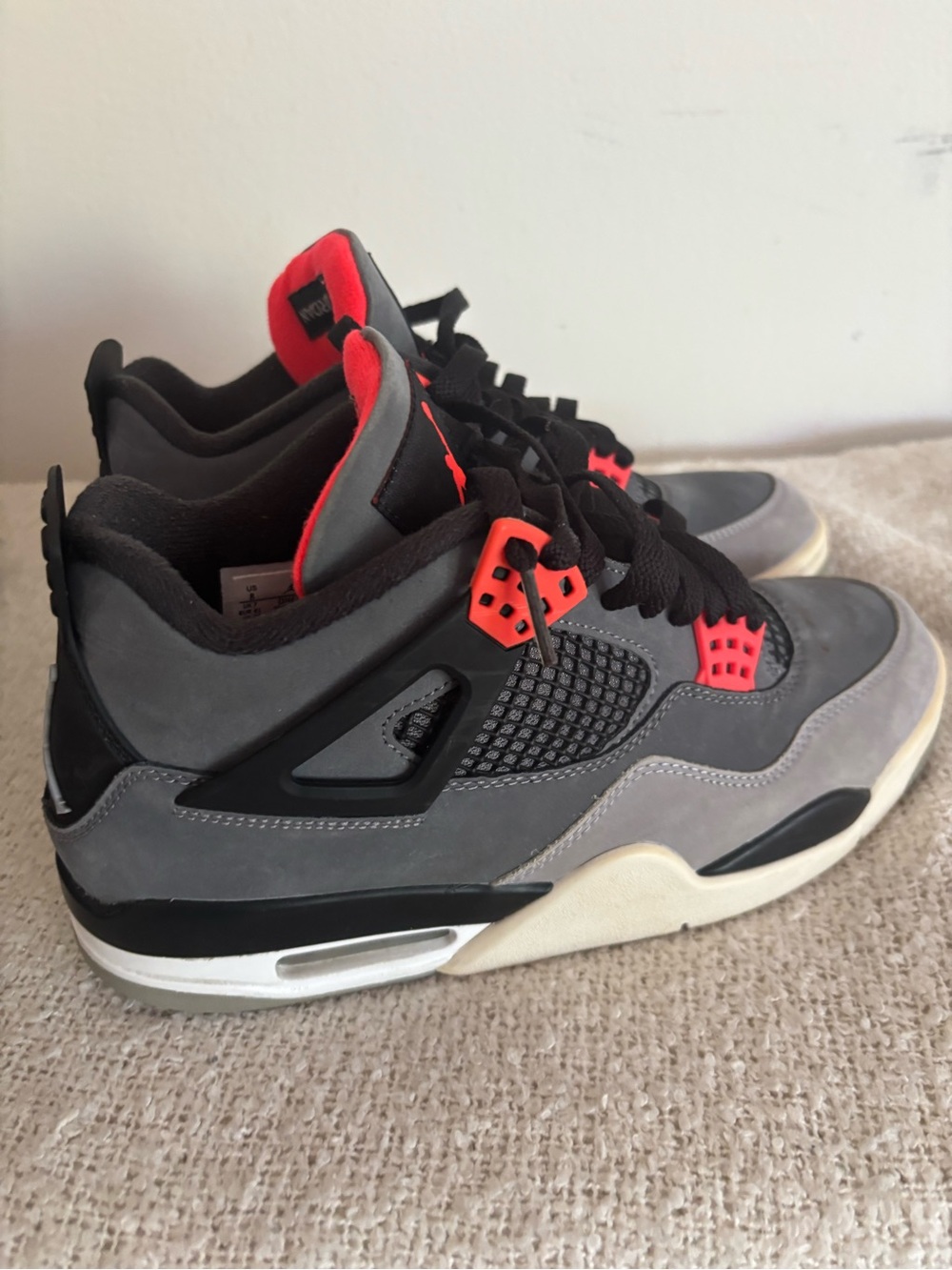Jordan Retro Sneakers - Grey with Black and Red Accents - Picture 7 of 10